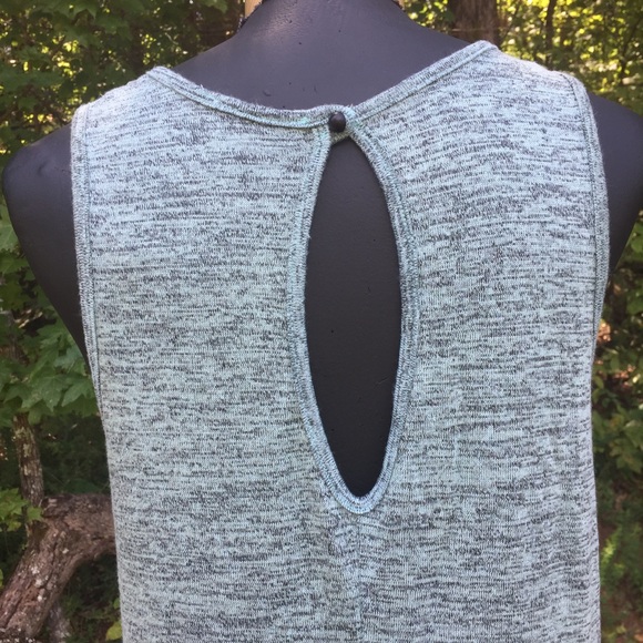 Owl High Low Shirt M Sleeveless Aqua Gray Heather - Picture 9 of 11
